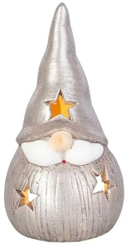 Windlicht - Wichtel - Silber - ca. 9 x 8,5 x 16,5 cm Weihnachtsdeko, Winter Dekoration