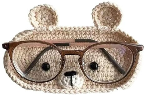 Ucuse Gehäkelter Brillenhalter für Schreibtisch, Büro, handgefertigt, weiche Dekoration, Brillenhalter für Nachttisch, niedliches Brillenetui, Organizer für Büro, Schreibtisch-Organizer (unfertige