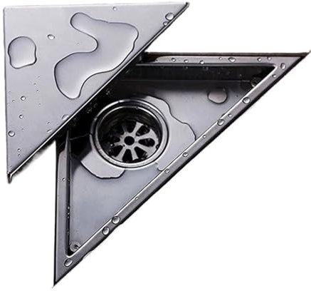 ZMCGNO Desagüe de Suelo de baño Tipo Oculto, Cubierta de escurridor de inserción de azulejo Triangular, Rejillas de residuos, desagües de Ducha, sifón de Acero Inoxidable 304