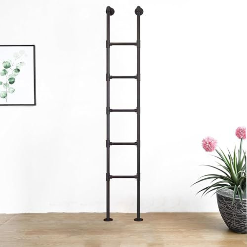 JIANSOZ Scala a Castello Interna Nera - Scala a pioli in Metallo da Parete per soppalco, Scala di Sicurezza Industriale in Ferro per finestre, Scale universali da 1 m, 1,25 m, 1,3 m, 1,4 m, 1,45 m,