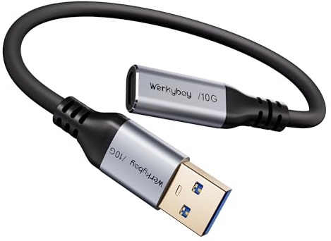 Werkybay USB-C Buchse auf USB-A Stecker Adapterkabel 1m, 10Gbps Typ-C Weiblich zu USB Männlich Datenkabel, Ladekabel für PC, Laptop, Ladegerät, Smartphone, SSD, HDD, Tablet, Hub, U Stick usw.