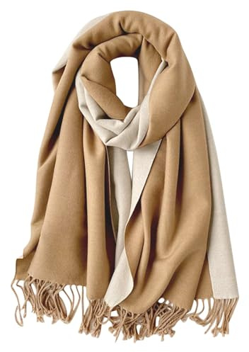 Prizmxed Kaschmir Schal Damen Winter Kaschmirimitat verdickt doppelseitig Zweizweckschal Herbst- und Winterstil All-Match lang 200 * 60cm