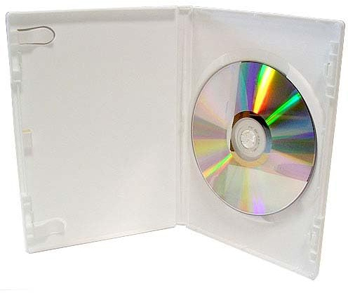 RIVERMEDIA Single White DVD Case 14mm PREMIUM – 1 Disc Storage Case – Standard Size Replacement DVD Box with Clear Outer Sleeve (50)