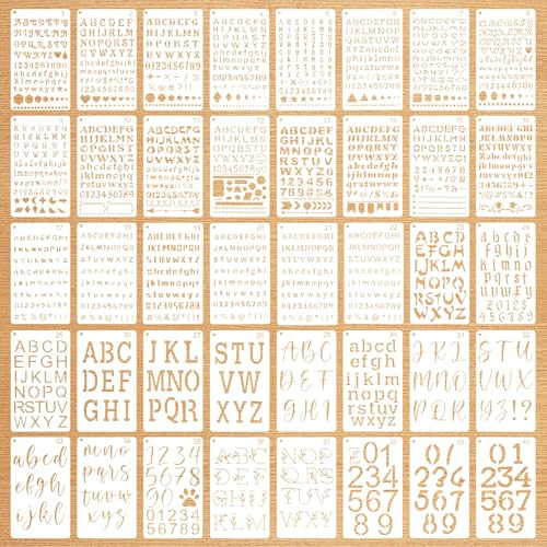 Buchstaben Schablone 40 Stück Schablonen Buchstaben Plastik Alphabet Schablonen 17.8 x 10.2cm Buchstabenschablonen für Scrapbooking Holzverbrennung Zeichnungen
