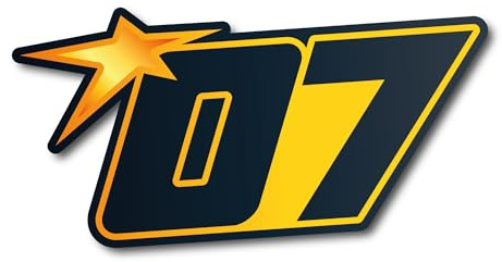 Autoaufkleber Motorradaufkleber Startnummer 07 mit Stern | Racing Nummer Aufkleber Sticker für Hobby Kart Auto Motorrad BMX MTB Motocross Kinderfahrzeuge | Vinyl Number Decal Pickerl | 20x10 cm (L)