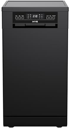 HYE Dishwasher - Slimline Dishwasher With 9 Place Settings, 45cm, Compact & Freestanding Design, Black, Eco Program, Quick Wash, Quiet (49 dB) - DW0109PB13