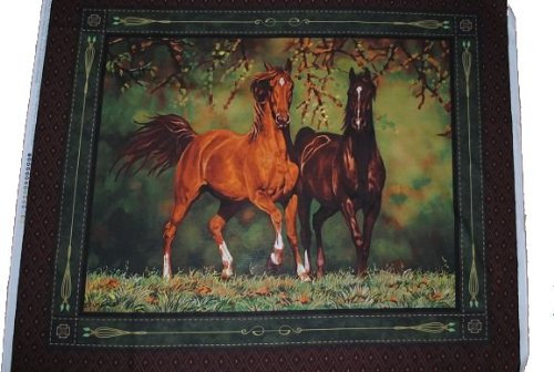 alles-meine.de GmbH 0,93 m * 1,10 m Stoff Patchwork 100% Baumwolle Pferd Pferde Kissen Kissenhülle