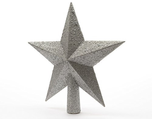 Christbaumspitze Stern Kunststoff Glitzer 19cm Weihnachtsspitze Tannenbaumspitze silber