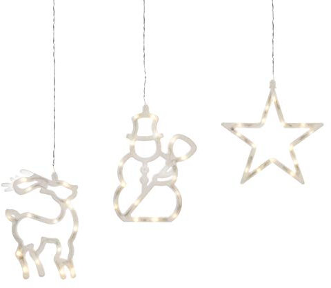 3er Set Fensterbilder LED warm weiß mit Saugnapf und Frosteffekt - Schneemann Rentier Stern Batterie Innen Fensterdeko Weihnachten Weihnachtsdeko (gefrostet)