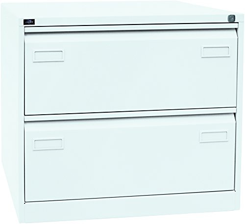 BISLEY Light Hängeregistraturschrank, doppelbahnig, DIN A4, 2 HR-Schubladen, Metall, 696 Verkehrsweiß, 62.2 x 80 x 71.1 cm