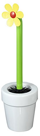 WENKO Lucky Flower Toilet Brush Holder White, Ceramic, 12 x 12 x 42 cm