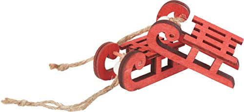 VBS Mini-Schlitten Anhänger Rot 2 Stk. Weihnachten Miniatur 6x3x2cm Vintage Christbaumschmuck Tannenbaum