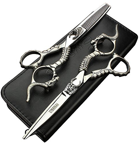 Friseur schneiden 5,5 zoll exquisite schafe kopf muster haar schneiden haar spärlich haarschnitt 440c hohe härte edelstahl schere set werkzeug (scissors set)