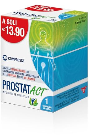 Prostat Act, Integratore Alimentare che Contribuisce a Favorire la Funzionalità della Prostata e delle Vie Urinarie, a Base di Serenoa Repens, 1 Confezione da 30 Compresse