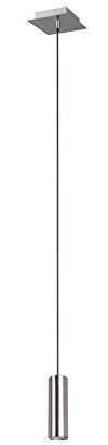 lightling modern Pendellampe Julie, 1-flammige Pendelleuchte nickel matt Metall, Esszimmer Küche Wohnzimmer, 1 x GU10 max. 35W, ø 6 cm, höhenverstellbar max. 150 cm