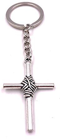 H-Customs Kreuz Jesus gebunden Glaube Christentum Silber Schlüsselanhänger Anhänger