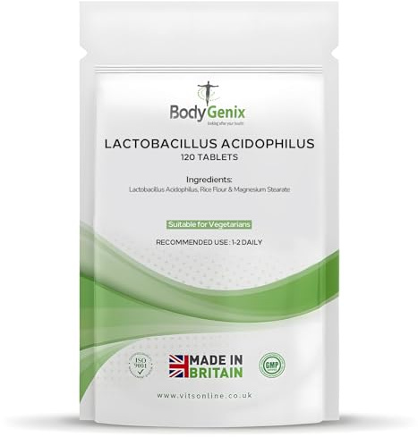 Bodygenix Lactobacillus Acidophilus 10 Billion Tablet - Probiotic Digestive Support Immune System Natural Supplement - 120 Tablets 4 Month Supply