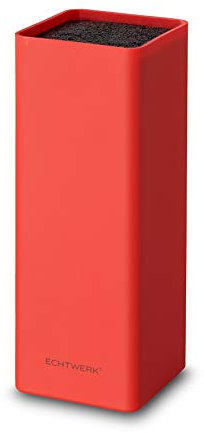 ECHTWERK Bloc à couteaux universel Square, porte-couteaux, organiseur pour couteaux de cuisine, support pratique, rangement peu encombrant pour couteaux avec insert à poils, rouge, 30 cm