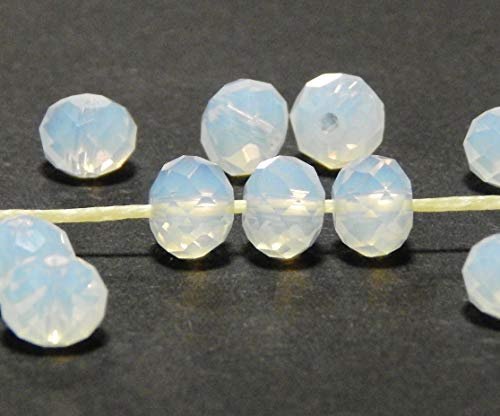Tschechische Kristall Glas Perlen CZ Böhmische Facettierte Rondelle Glasperlen 4/6/8/10 mm (See Opal, 8x6 mm)