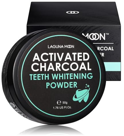 Lagunamoon Activated Charcoal Natural Teeth Whitening Powder, Doesn't Hurt Enamel or Gum, Alternative to Toothpaste, Strips, Kits, Gels