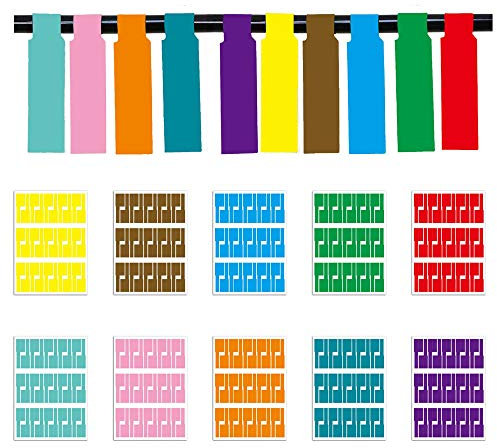 Étiquette de Câbles, 300 Pièces Auto-Adhésives Étanches en 10 Couleurs pour Identification - Format A4 pour Imprimantes Laser