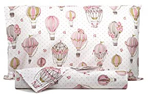Smart Deco Home Set copripiumino federe letto parure copripiumino stampa fantasia 100% cotone Made in Italy SINGOLO MONGOLFIERE ROSA