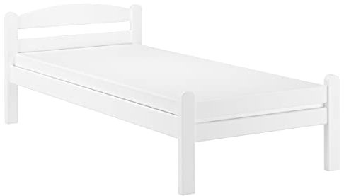 Erst-Holz Weißes Einzelbett Buche massiv 90x200 Bettgestell und wählbare Ausstattung V-60.45-09W, Ausstattung:Rollrost und Matratze inkl.