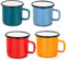Homikit Enamel Coffee Mug Set of 4, Red/Blue/Green/Yellow Drinking Tea Cups Camping Mugs, Ideal for Home/Office/Camping/Gift, Portable & Reusable, Healthy & Easy Clean – Vintage Style