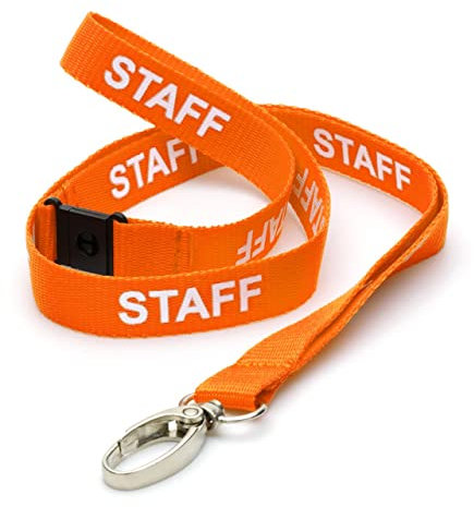 CKB LTD Orange Staff LANYARDS Breakaway Sicherheits-Lanyard-Umhängeband, drehbarer Metallclip für Ausweishalter – Pull-Quick-Release-Design, 10 Stück
