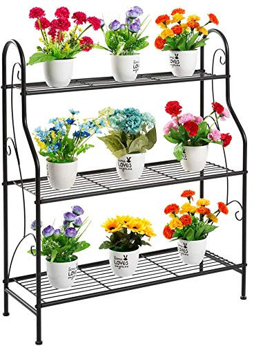 Support de plante support de pot de fleur support de pot de fleur moderne support de fleur avec support de pot de plante en métal d'intérieur à 3 niveaux support de stockage multifonction décoration d