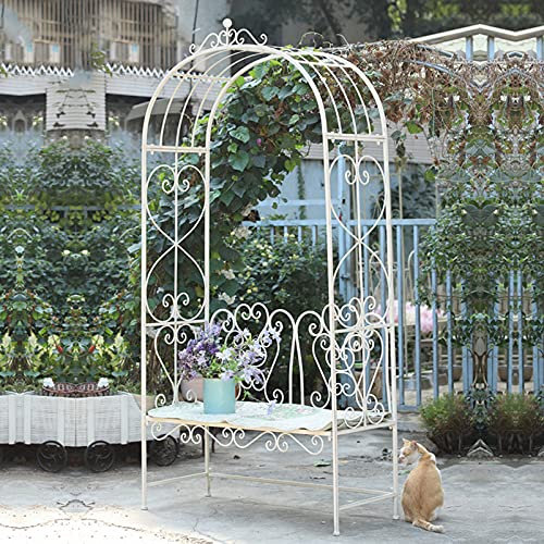 JOZZY Banc de Jardin,Arches de pavillon de Jardin en métal, Pergola grimpante avec bancs relaxants, Convient aux vignes/Plantes grimpantes, Idéal pour Les Jardins et Les espaces extérieurs