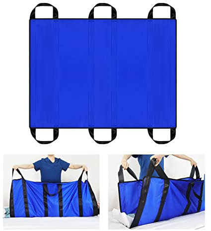 LOSCHEN Positionierungsunterlage für den Patiententransfer,Patiententransferbrett mit Griffe,passend für übergewichtige Menschen,ältere Menschen und Patienten (Blau 100 * 120cm)