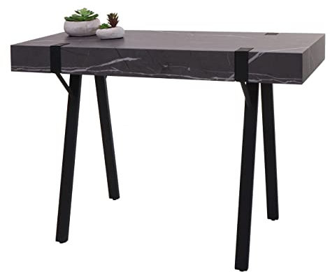 Mendler Konsolentisch HWC-L54, Telefontisch Arbeitstisch Beistelltisch Ablagetisch, Metall 75x100x40cm - Marmor-Optik grau
