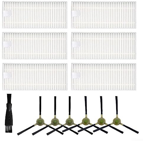HEIBTENY Staubsauger Ersatzteile,Filter Seitenbürste Ersatz Set Für OKP Life K2 K3 K4 Für Lefant M210 M210S Saugroboter(6*Filter+6*Seitenbürsten+1*Reinigungsbürste)