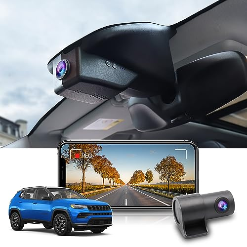 Fitcamx Dashcam Auto Vorne Hinten Kompatibel mit Jeep Compass 2nd Gen 2018-2025 (HD2-1518), OEM Dashcam 4K UHD 2160P+1080P Video WiFi, G-Sensor, Loop-Aufnahm, WDR Car Camera, Plug&Play, 128 GB Karte