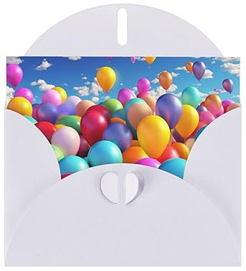 Bunte Luftballon-Geburtstagskarten mit Umschlägen. Diese leere Grußkarte verwendet Perlpapier-Liebesknopf-Umschlag-Verpackung. Für alle Anlässe, Geburtstagskarten, Hochzeitskarten.