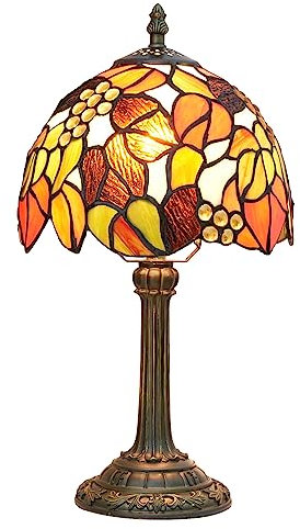 Lampe de table Tiffany en verre teinté orange raisin chambre à coucher lecture lampe de bureau pour bureau dortoir bar décorer style rétro unique mignon décor cottage village lampes de table de nuit