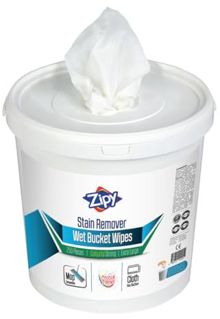 Zipy Surface Cleaner, Stain Remover, Scented, Traceless - Bucket Wet Wipes, COMPATIBLE WITH MOP, 20 * 25CM - XL (Stain Remover - 250pcs)