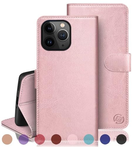 RingPi für iPhone 11 Pro Max 6.5 Handy Hülle PU Leder[RFID Schutz] Handyhülle Lederhülle Klapphülle Kartenfach Stoßfeste Schutzhülle Leather Flip Cover für Apple 11 ProMax Wallet Phone Case,Roségold