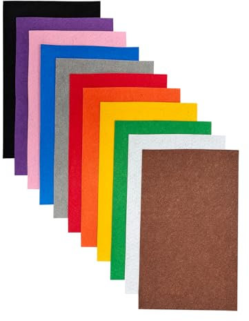 Jtnohx Filzstoff, Steifer Bastelfilz, Farbige Filz zum Basteln, 17,78×28,7cm 11 Pcs Filzplatten Quadrat für das Nähen