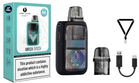 TVDC Lost Vape Ursa Epoch Pod Kit, 1000mah Built-In-Battery, 0.42 OLED Display, Adjustable Airflow Control, USB-C 2AMP Fast Recharging, 2ml Cartridge No Nicotine (Joy Club)