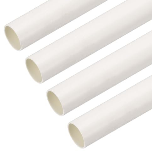 sourcing map Tubo de conducto de PVC de 1,3 m/51 de longitud, 25 mm de diámetro exterior, tubo recto blanco para instalación de cableado eléctrico, paquete de 4