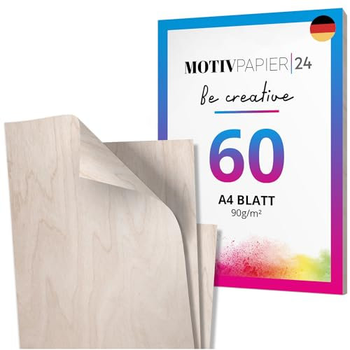 60 Blatt Briefpapier beige Holzoptik Vintage beidseitig bedruckt Motivpapier Papier A4 Druckerpapier 90g/m²