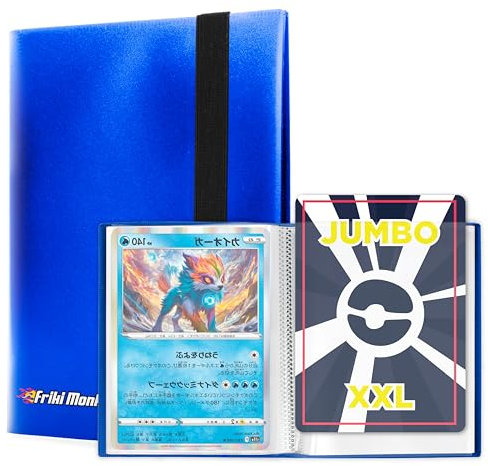 Album de cartes à collectionner Jumbo XXL, album avec capacité de 60 cartes promo GX véritables, VMAX, V ou EX, 30 pages pour cartes Jumbo, Album avec pochettes taille 21,1x14,5cm (Bleu)