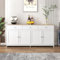 entapuk Buffet en Bois Blanc, Meuble de Rangement, Quatre Portes, Trois Tiroirs, étagère réglable, Cuisine, Salon, Salle À Manger- Plateau Aspect Bois Clai - 160 L X 37 B X 75h(cm)