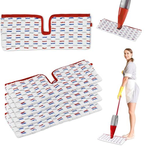 5 Piezas para Vileda 1-2 Spray MAX Recambio Mopa Kit,2 en 1 para Vileda Spray MAX Recambio Fregona Clean Reutilizable de Microfibra, para Todo Tipo de Suelos(Rojo Azul)