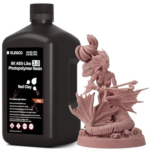 ELEGOO Upgraded 8K ABS-Like 3.0 Resin Terrakotta 2000g, Hohe Zähigkeit, Schnellhärtendes 405nm LCD UV-Härtungsharz für 8K/12K/14K MSLA/DLP/LCD 3D Drucker