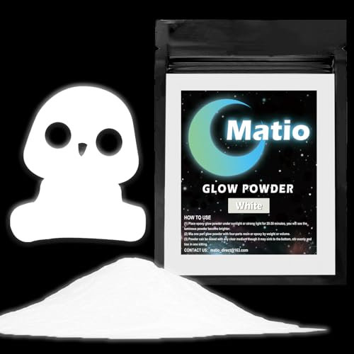 Matio Glow in the Dark Pigment Powder 15g White Epoxy Resin Luminous Pigments Durable Craft Paint for Slime Nail Art Acrylic Paint DIY Fine Art Halloween Christmas Decoration