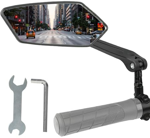 Espejo Retrovisor para Bicicleta y Scooter Eléctrico, Espejo Retrovisor Izquierdo Universal HD Ajustable 360°, Compatible con Manillares de 20 a 24 mm, Gran Superficie Reflectante y Alta Visibilidad