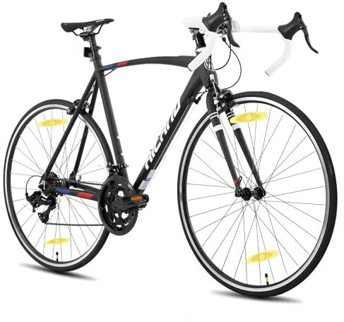 HILAND 28 Zoll Herren und Damen Road Hybrid Fahrrad, 700C Pendlerfahrrad, 14 Geschwindigkeiten Cityräder für Erwachsene, 490mm Rahmen Schwarz Fahrrad